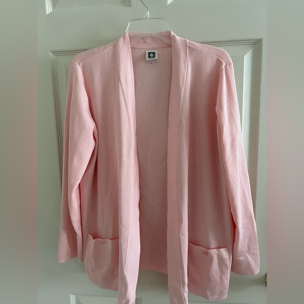 Anne Klein Malibu Pink Women's Open Cardigan Sweater Large